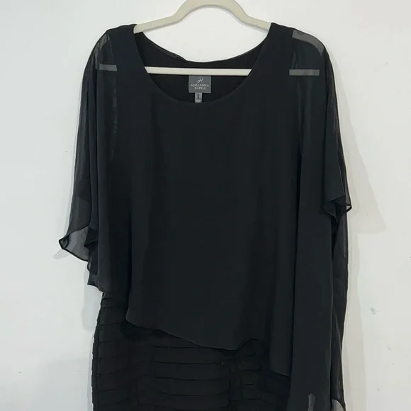 Adrianna Papell Black Tiered Bolero Dress Size 12 - Picture 4 of 11